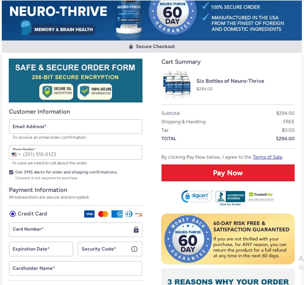 NeuroThrive Official Website Secure Order Page